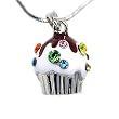 Cute Silver Cupcake Birthday Crystal Fashion Necklace