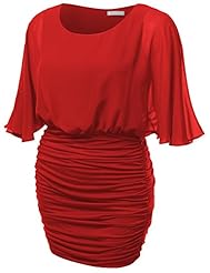 Plus Size Chiffon/Jersey/Rayon/Spandex Fitted Dolman Short Sleeves  Dress