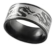 Stainless Steel Tribal Dragon Design Polished Band with Black Accents