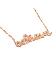 Rose Gold Plated Believe Clear And Pink CZ Necklace 16+1 Inches Adjustable