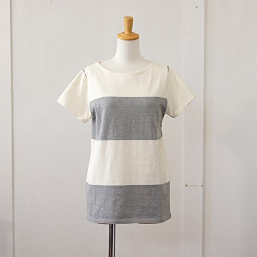 (イチ) ICHI 太ボーダーボートネック半袖カットソー