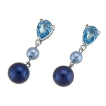 Oliver Weber 8596 202 Rhodium Swarovski Crystal + Blue Pearl Earrings