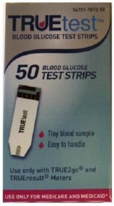 TRUEtest Blood Glucose Test Strips 100 Count (2 boxes of 50ct = 100ct Total)