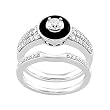14K White Gold Onyx and Diamond Wedding Set - 0.85 Ct.