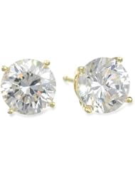 Yellow Gold Plated Sterling Silver Round Cubic Zirconia Studs