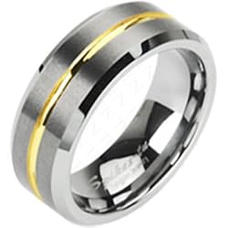 Spikes Tungsten Carbide Sleek Gold Line Ring