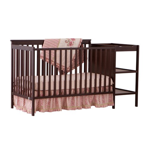 Stork Craft Milan 2-in-1 Fixed Side Convertible Crib and Changer, Espresso