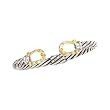 14K Yellow Gold and Sterling Silver 0.11 ct. Diamond ''Horse Shoe'' Cuff
