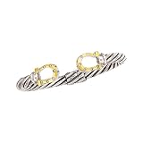 14K Yellow Gold and Sterling Silver 0.11 ct. Diamond ''Horse Shoe'' Cuff