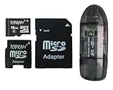 TOPRAM 16GB 16G microSD microSDHC Card Class 4 with SD Adapter and SDHC R1  ....