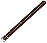 NATO Ballistic Nylon Watch Band - Black with Orange stripe - 20mm