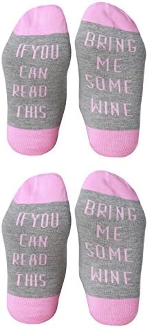 Christmas IF You Can Red This PLEASE Bring Me A Glass Of Wine Beer Unisex Socks Set 2 Pairs (Pink)