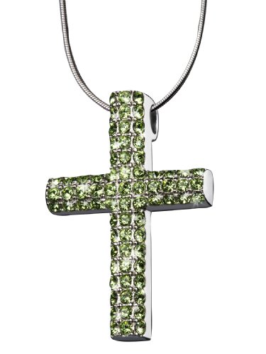 Glamour World Damen-Halskette  \"Due\" mit Anh&auml;nger \"Cross\", Swarovs Preisvergleich