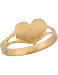 14k Yellow Gold Heart Shaped Signet Design Dainty Baby Ring