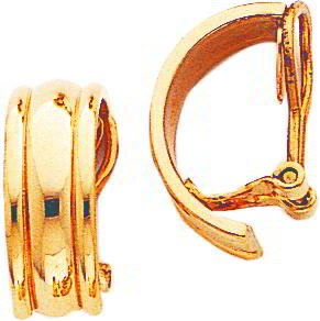 14K Gold Fancy Clip On Hoop Earrings Jewelry New