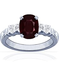 Platinum Cushion Cut Ruby Ring With Sidestones