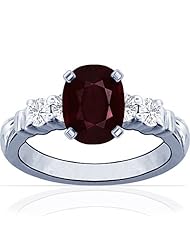Platinum Cushion Cut Ruby Ring With Sidestones