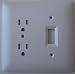 Masque Paintable Power Electrical and Light Switch Combo Outlet Wall Plate Cover - White