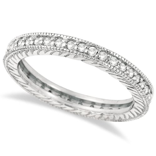 Stackable Diamond Eternity Filigree Ring Band 14k White Gold (0.50ct)