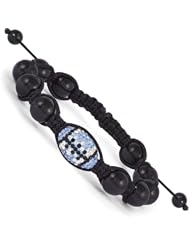 Swarovski Elements Chapel Hill Spirit Football & Onyx Macrame Bracelet