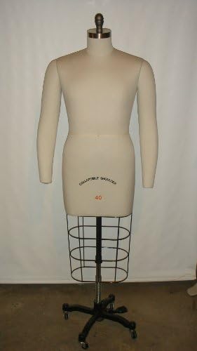 Half Body Male Professional Dress Form Size 40 Collapsible Shoulders &amp; Two Removable Arms for Fashion Designers, Sewing and High-end Fashion Display