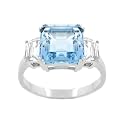 Sterling Silver 3-Stone 4.20ct. TGW Blue Topaz & CZ Ring