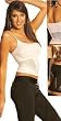 1st Fantasies Seamless Stretch Knit Top with Solid Bodice and V Shape Open fishnet