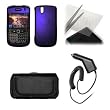 Blackberry Bold 9650 Premium Black Leather Carrying Pouch+Rubberized Purple Snap-on Hard Case Cover+Premuim Universal LCD Screen Protetor+Premium Rapid Car Charger Combo For Blackberry Bold 9650