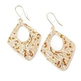 18K Gold Stained Glass Diamond Shaped Electroform Earrings