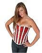 Shaper Corset Red Authentic Cotton Strapless Steel Boned Front Zipper Opening Accented Back Lacing Overbust Corset SC80042