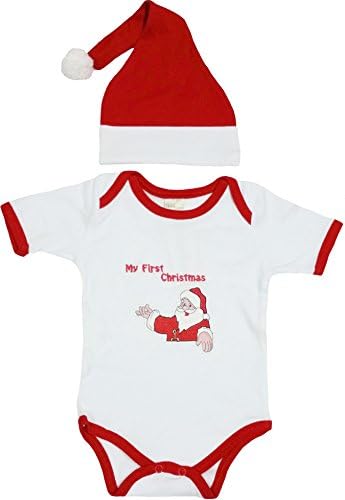 Baby's Christmas Outfit for Infant Boys and Girls with Onesie and a Hat (9-12 Month, Cotton Hat)
