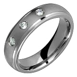 Caprice Titanium Band with Polished Edges & Three Diamonds