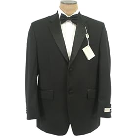 Ralph Lauren Mens Single Breasted 2 Button Solid Black Wool Tuxedo - Size 50R
