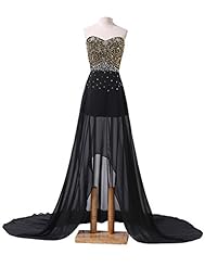 Strapless Sweetheart Chiffon/Satin Cocktail High-Low-Hem Short Lace-Up Sequined Beaded Evening Dress/Homecoming Dress/Bridesmaid Dress/Pageant Dress/Prom Dress/Party Dress/Wedding Dress 