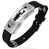 New Black Rubber Bracelet with Stainless Steel Scorpion Design, Length 22.5 cms.