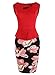 Fantaist Women's Keyhole Neck Floral Print Cotton Peplum Bodycon Office Dress