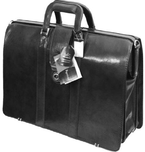 Mancini Black Italian Leather Lawyerdoctor Briefcase Laptop