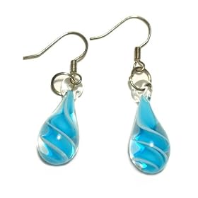 Glass Teardrop Ribbon Fashion Earrings