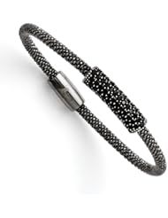 Leslies SS & Ruthenium Plated Black CZ w/ Magnetic Clasp Bracelet Length 7.5"