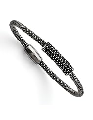 Leslies SS & Ruthenium Plated Black CZ with Magnetic Clasp Bracelet