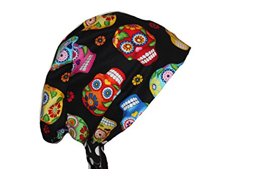 Surgical Scrub Hat Chef Vet Nurse Dr Cap EuroGlam Pixie Sugar Skull