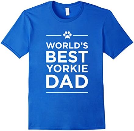 Men's World's Best Yorkie Dad Love Pets Animal Family Paw Tee XL Royal Blue