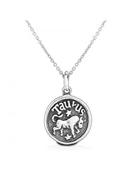Bling Jewelry 925 Sterling Silver Medallion Taurus Zodiac Pendant Necklace 16in