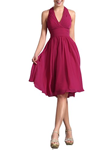 Huafeiwude Women's Knee Length Halter Dress Bridesmaid Dresses