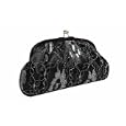 Black lace covered clutch bag purse style'
