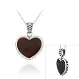 41LACFXVbKL. SL160  Sterling Silver Genuine Onyx and Carnelian Double Heart Pendant
