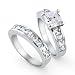 Bling Jewelry 2ct. CZ Princess cut Engagement Wedding Ring Set Sterling Silver-7