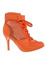 Orange Mesh Sporty Lace Up High Heel Boot - 8