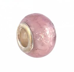 Pandora Style Charm Bead (Z44) Murano Lampwork Glass (12mm x 8mm) (fits Troll too)