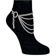 5 Row Chain Anklet, Medium In Silver Tone